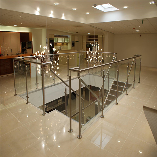 Customized Tempered Glass Decorative Stainless Steel Square SS Pipe Stairs Railing PR-B93