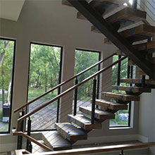 American Apartment Wooden Steps Cable Railing Staircase
