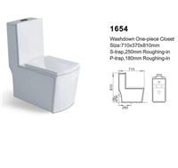 Modern one piece bathroom toilet s-trap p-trap 1654