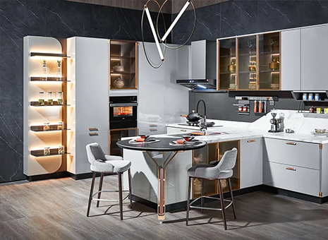 Timber Veneer Kitchen Cabinets