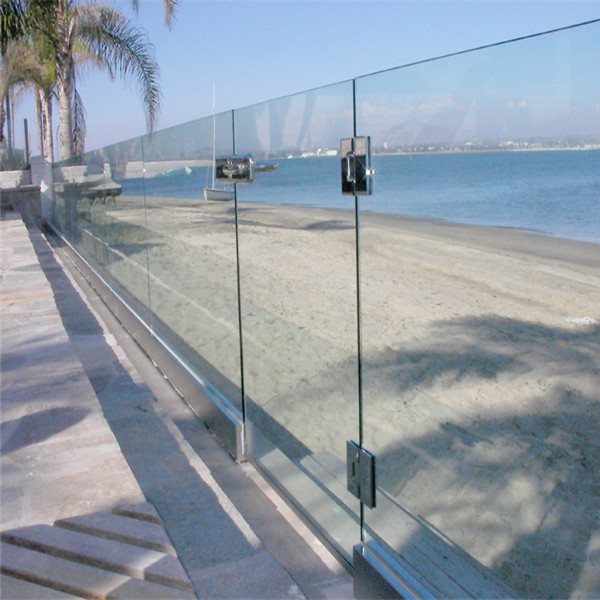 Exterior Frameless Glass Deck Railing with Aluminum U Channel Profile / U Channel Glass Balustrade PR-B42