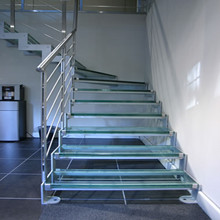 304 316 Stainless Steel Modern Staircase with Glass Tread PR-L77