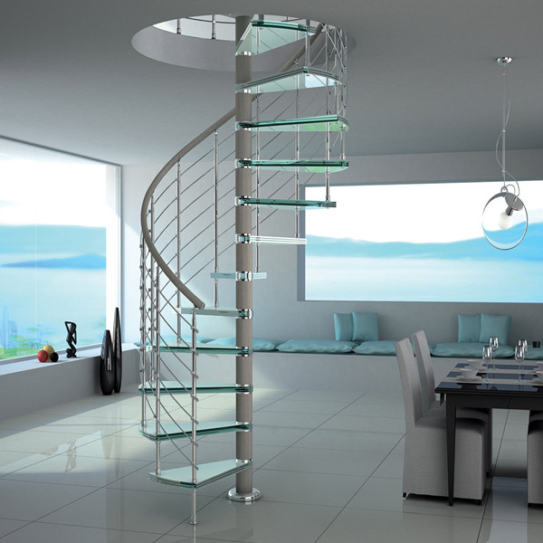 Modern Spiral Staircase Steel Stair with Stainless Steel Railing Staircase PR-S10 