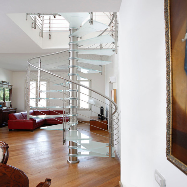 Steel Glass Railing Spiral Staircase for Small Space PR-S35