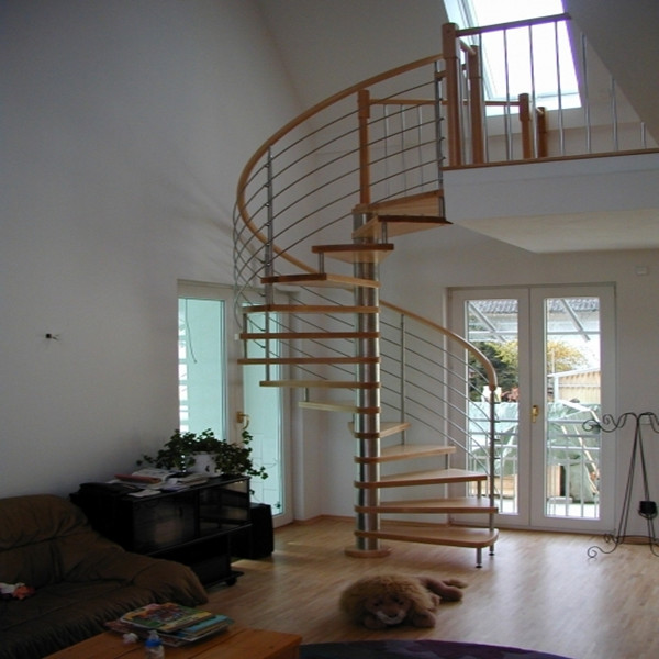 Interior Modern Design Stainless Steel Glass Spiral Staircase PR-S42