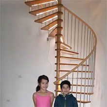 German Clients Customized LED Light Wooden Spiral Staircase