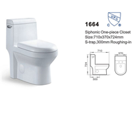 Modern one piece bathroom toilet UPC 1664