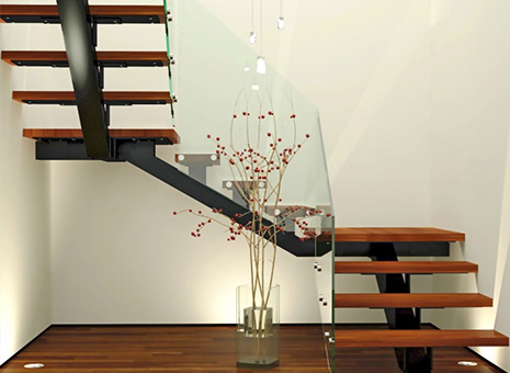 Wooden Tread Straight Staircase