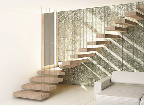 Outdoor Carbon Steel Staircase with LED Lighting